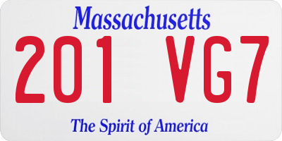 MA license plate 201VG7