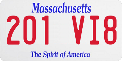 MA license plate 201VI8