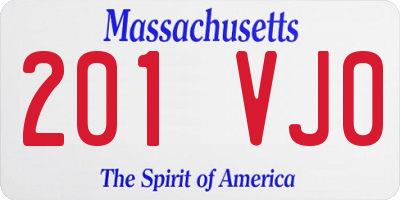 MA license plate 201VJ0