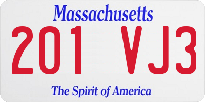 MA license plate 201VJ3