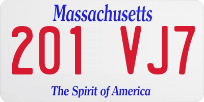 MA license plate 201VJ7