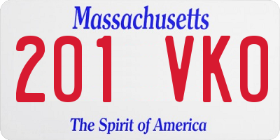 MA license plate 201VK0