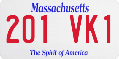 MA license plate 201VK1