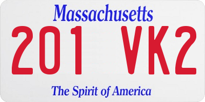 MA license plate 201VK2