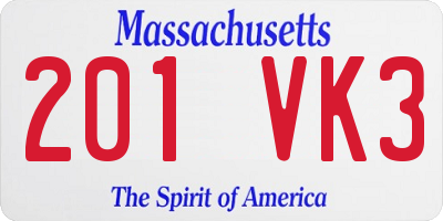 MA license plate 201VK3