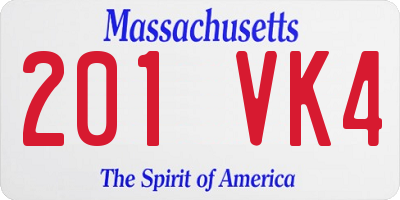 MA license plate 201VK4