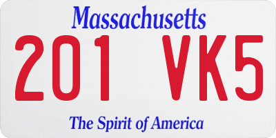 MA license plate 201VK5