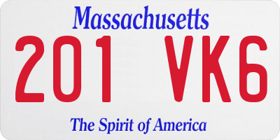 MA license plate 201VK6