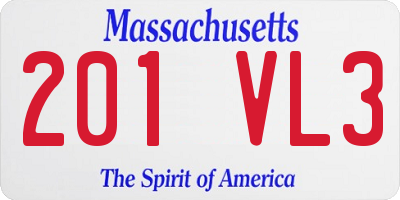 MA license plate 201VL3