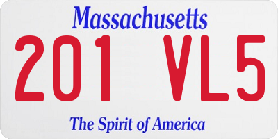 MA license plate 201VL5
