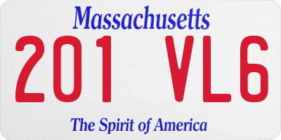 MA license plate 201VL6