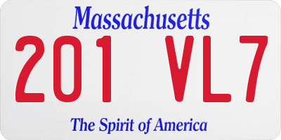 MA license plate 201VL7