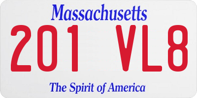 MA license plate 201VL8