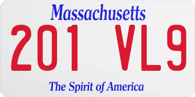 MA license plate 201VL9