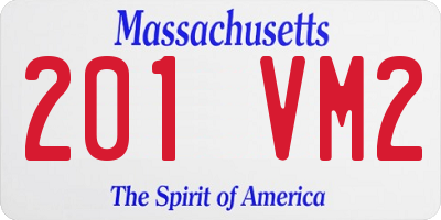 MA license plate 201VM2