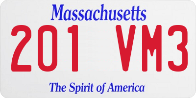 MA license plate 201VM3