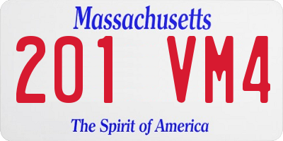 MA license plate 201VM4