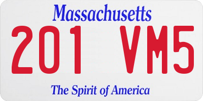 MA license plate 201VM5