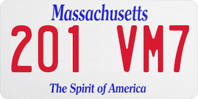 MA license plate 201VM7