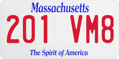 MA license plate 201VM8