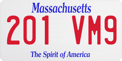 MA license plate 201VM9