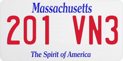 MA license plate 201VN3