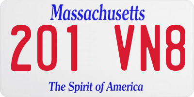 MA license plate 201VN8