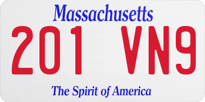 MA license plate 201VN9