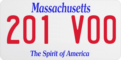 MA license plate 201VO0