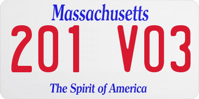 MA license plate 201VO3