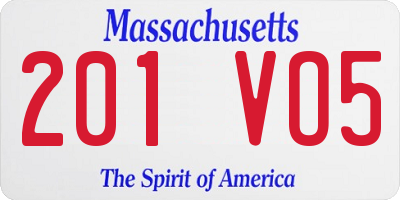 MA license plate 201VO5