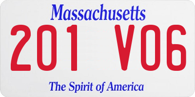 MA license plate 201VO6