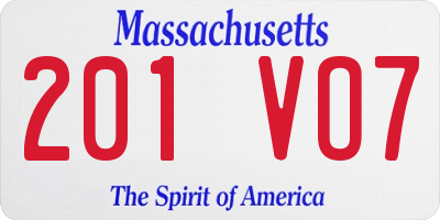 MA license plate 201VO7