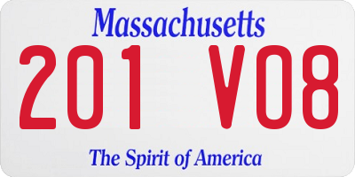 MA license plate 201VO8