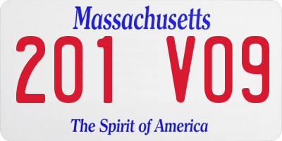 MA license plate 201VO9