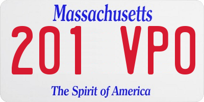 MA license plate 201VP0