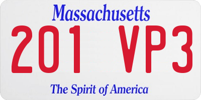 MA license plate 201VP3