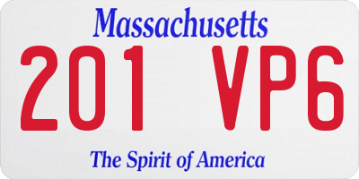 MA license plate 201VP6