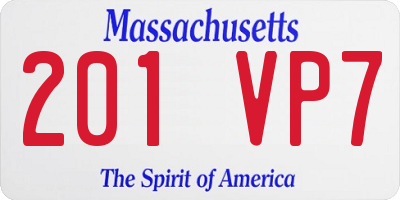 MA license plate 201VP7