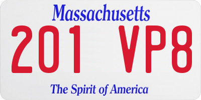 MA license plate 201VP8