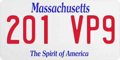 MA license plate 201VP9
