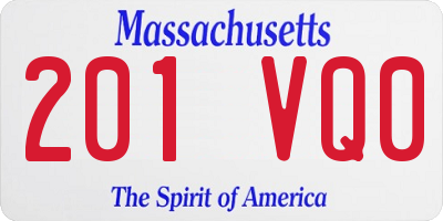 MA license plate 201VQ0