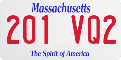 MA license plate 201VQ2