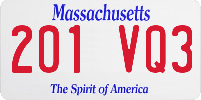 MA license plate 201VQ3