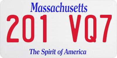 MA license plate 201VQ7