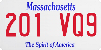 MA license plate 201VQ9