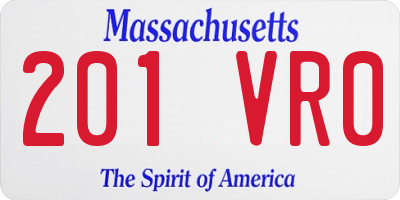 MA license plate 201VR0