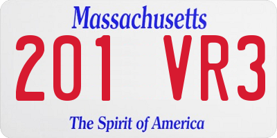 MA license plate 201VR3