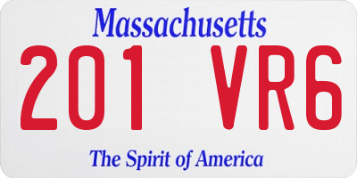 MA license plate 201VR6
