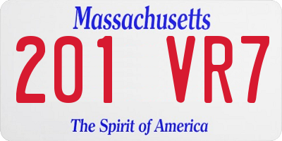 MA license plate 201VR7